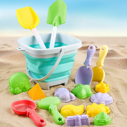 Children's Sand Digging Toy Set Beach Play Water And Sand Folding Bucket Shovel Mold Summer Gift Random Colors Styles