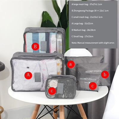 Travel Packing Cubes 6Pcs Set Shoe Pouch Luggage Organizer - Smarsty