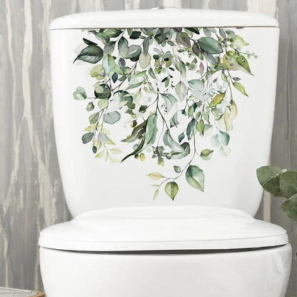 Green Plant Leaves Toilet Wall Sticker for Easy Home Decor - Smarsty