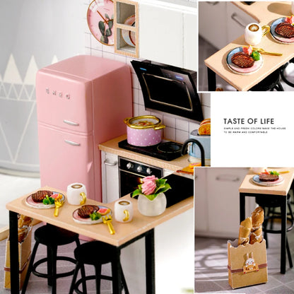 Wooden Mini Miniature Doll House DIY Small House Kit 3D Puzzle Building Assembly House Furniture Toy Children's Birthday Gifts