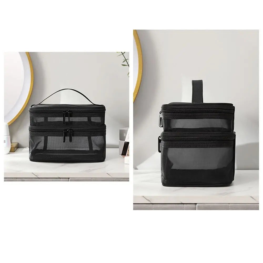 Transparent Mesh Travel Cosmetic Bag With Large Capacity - Smarsty