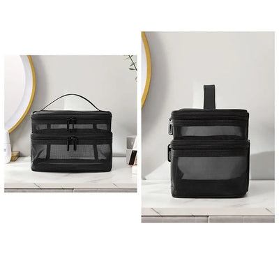 Transparent Mesh Travel Cosmetic Bag With Large Capacity - Smarsty