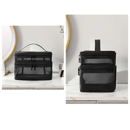 Transparent Mesh Travel Cosmetic Bag With Large Capacity - Smarsty