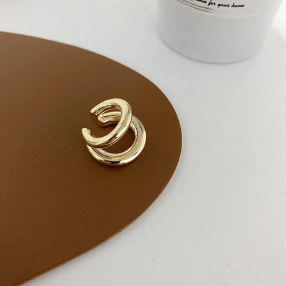 Double Circle Ear Cuff No Piercing Vintage Hip Hop Style - Smarsty