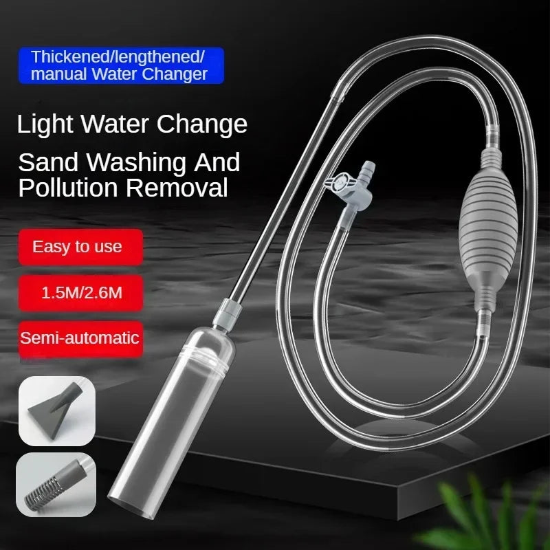 Siphon Pump with Filter Nozzle Fish Tank Water Changer Air Pump Cleaning Accessorie Handheld Aquarium Gravel Cleaner Vacuum Tool - Smarsty