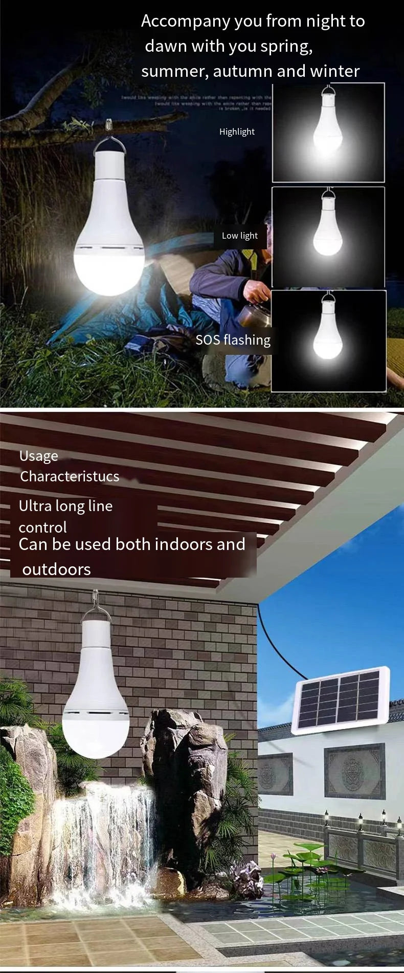 Waterproof Solar Light for Outdoor Camping Emergency Use - Smarsty