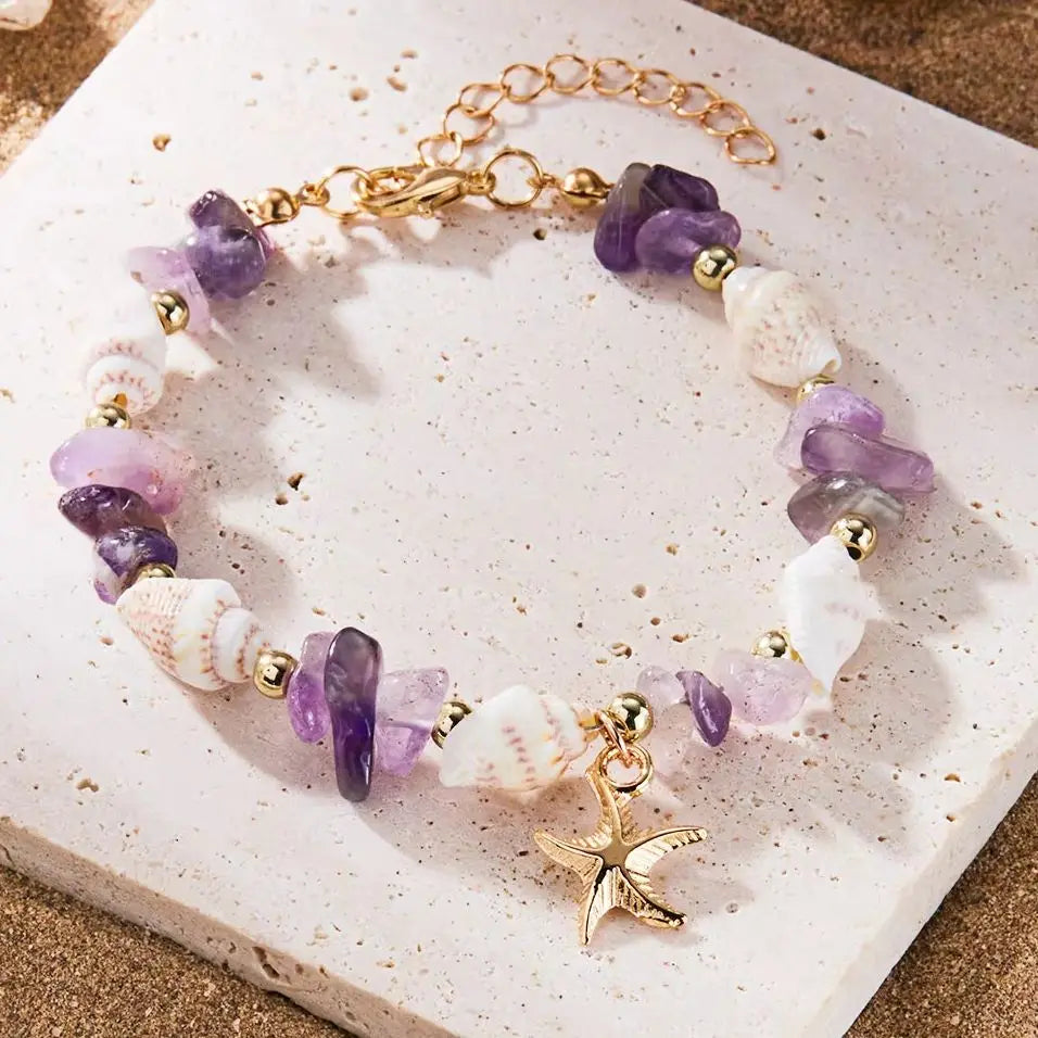 Bohemian Starfish Pendant Beaded Bracelet for Women - Smarsty