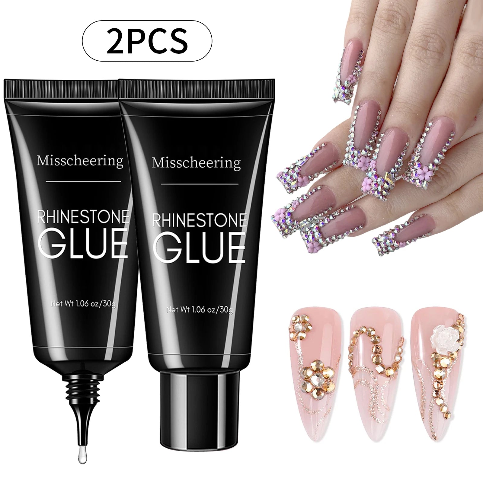 30g Nail Rhinestone Glue for Nails Super Strong Gel Nail Glue for Nail Charm 3D Nails Bling Gel Decoration Gem Nail Art Diamonds - Smarsty