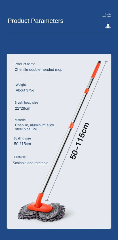 Telescopic Car Cleaning Brush Mop With Chenille Heads - Smarsty