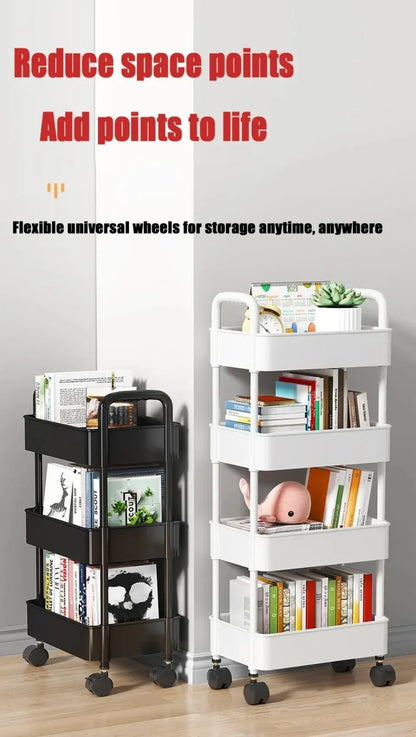 Bookshelf Storage Trolley Mobile Kitchen Organizer Cart With Wheels Multi-Layer Bathroom Shelves Household Snacks Storage Rack by Smarsty