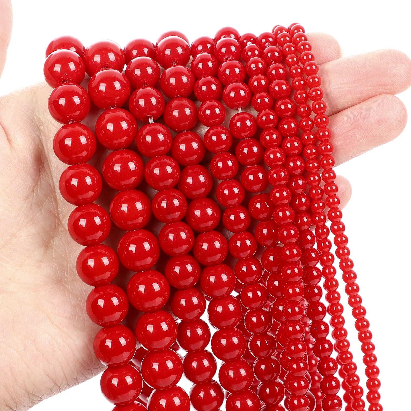 Natural Polished Red Coral Beads Loose Spacer Jewelry 6mm - Smarsty
