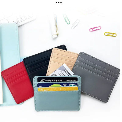 1PCS Man Purses Ultra Thin Mini Business Bank Credit Card Holder Wallet Simple Black Women Small Coin Cards Cover Pouch Case Bag - Smarsty