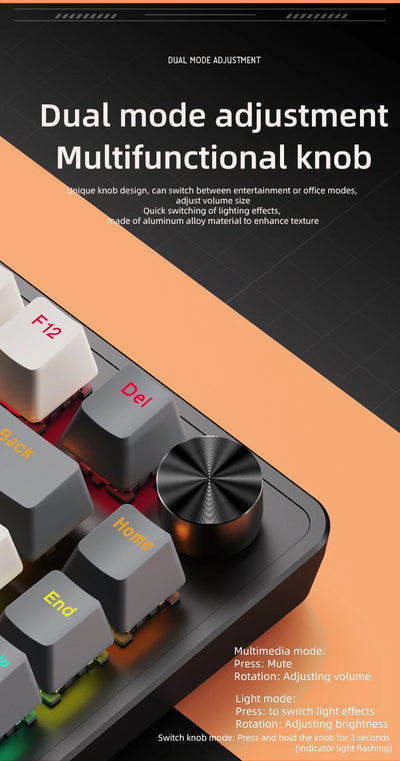75 Percent Mechanical Keyboard With Media Knob Backlighting - Smarsty