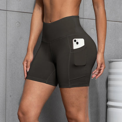Womens Yoga Pocket Shorts Leggings High Waist  Exercise Fitness Wear Girls Running Elastic Adult Short Pants Sports Outfits ﻿ - Smarsty