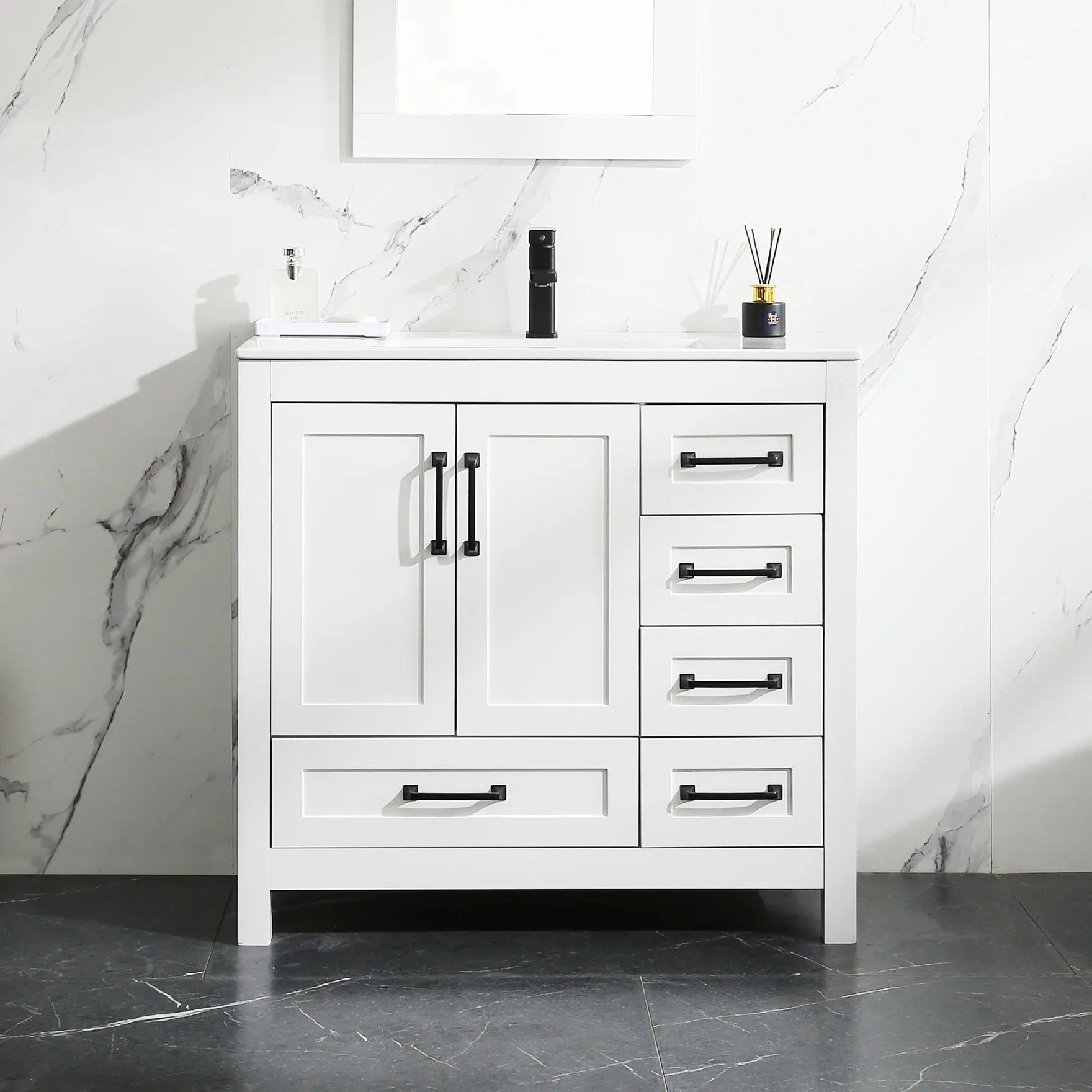 Free Shipping 18" Modern Bathroom Furniture MDF Waterproof Floor Mounted Classics Shaker Wash Vanity Storage Cabinet