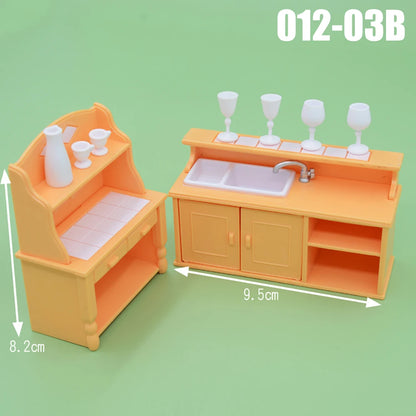 Dollhouse Furniture Kitchen Play Set Miniature Refrigerator 1:12 Mini Food Living Room Sofa Set Pretend Play Accessores Toy by Smarsty