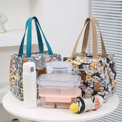 Insulated Cartoon Print Lunch Bag Large Capacity Everyday - Smarsty
