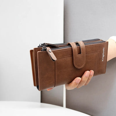 Fashionable New Women's Long Wallet, European and American Fashion Phone Bag, PU Leather Multi Card Carrying Bag - Smarsty