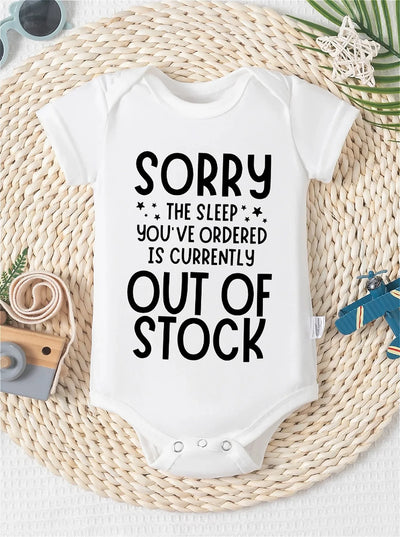  Baby Onesie with "Sorry the You've Ordered is Currently Out of Stock" Print, Casual Style, Regular Fit, Newborn Bodysuit