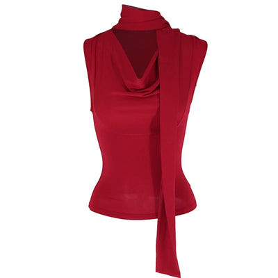 Solid Tank Summer New Women Sexy Sleeveless V-Neck Lady Top Fashion Bandage Streetwear Casual Slim Tank Elegant Knitted Clothing - Smarsty
