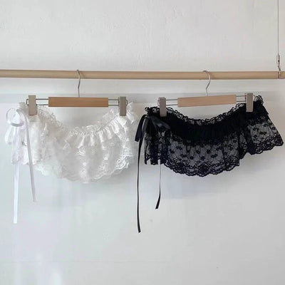 Korean Fashion Lace Skirt With Irregular Hemline - Smarsty