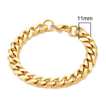 MKENDN 3-11mm Silver Stainless Steel Curb Link Bracelet - Smarsty