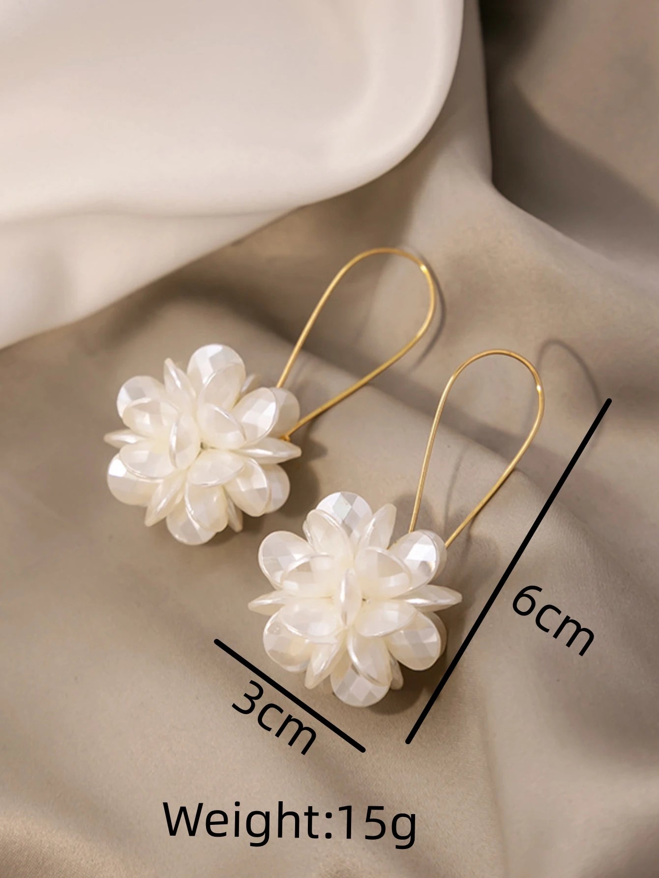 Korean Fashion White Crystal Flower Dangle Earrings for Women - Smarsty
