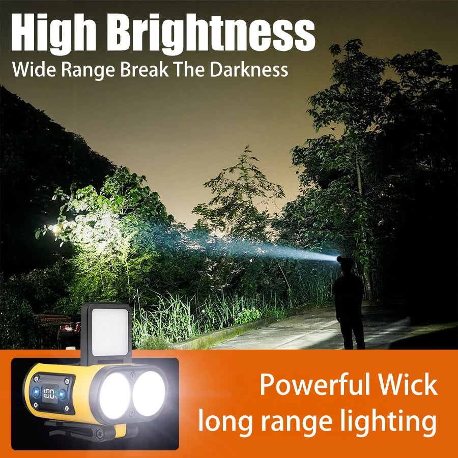 LED Headlamp Smart Sensor Cap Clip Light TPYE-C Rechargeable Flashlight With Power Display Riding Fishing Camping Outdoor Torch by Smarsty