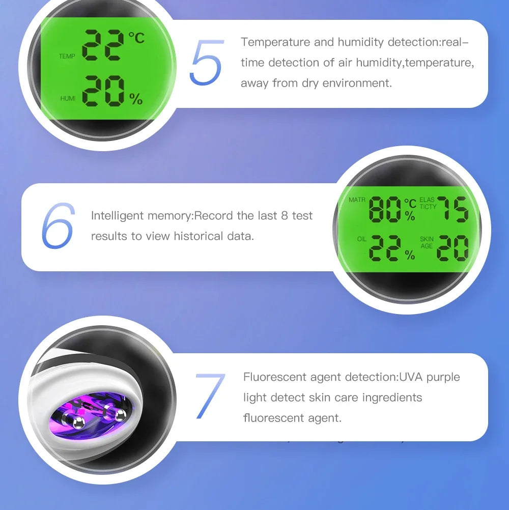 Portable Rechargeable Skin Analyzer for Moisture Detection - Smarsty