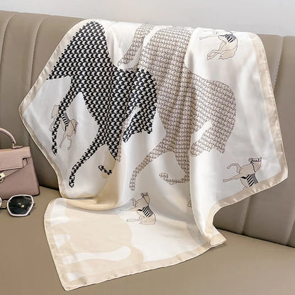 Silk Square Scarf for Women Sun Protection Luxury Shawl - Smarsty