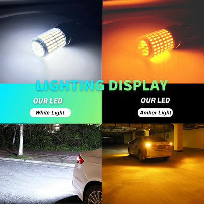 2pcs 1156 BA15S P21W BAU15S PY21W T20 7440 W21W 3157 1157 P21/5W W21/5W LED Bulbs 144smd Led 95% CanBus Lamp Turn Signal Light - Smarsty