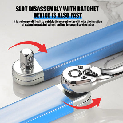 Double Head Ratchet Wrench Adjustable Extension Tool 39cm Carbon Steel Professional Quick Release for Tight Spaces Repair