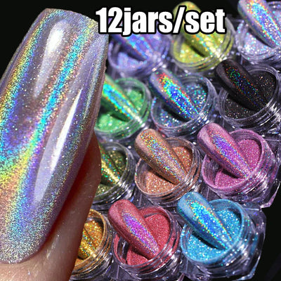 Holographic Glitter Nail Powder Set for Stunning Manicures - Smarsty