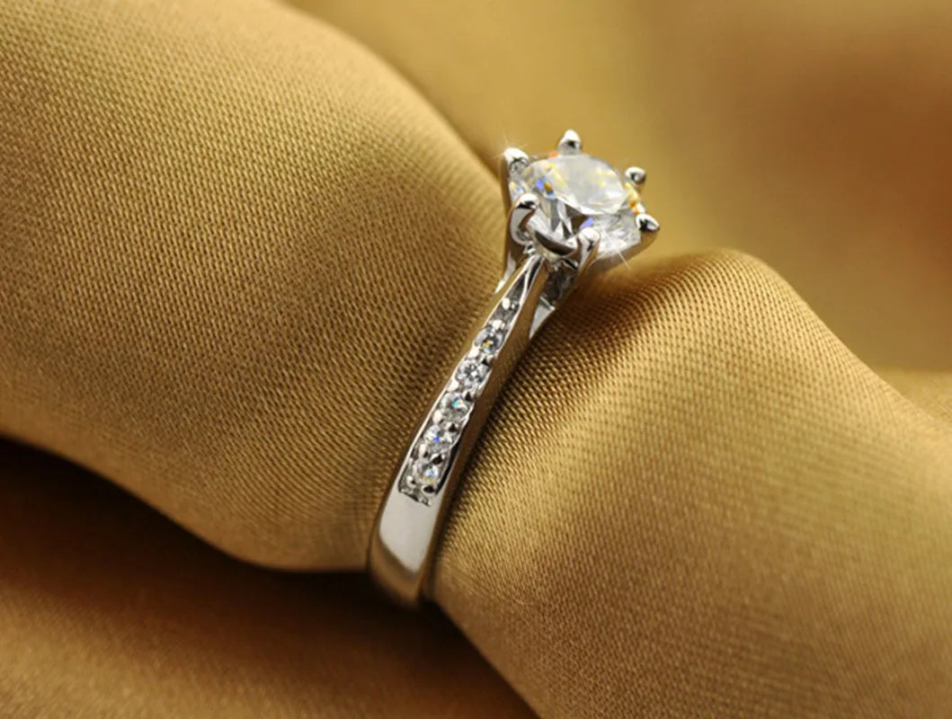 Luxury 925 Sterling Silver Diamond Ring for Women - Smarsty