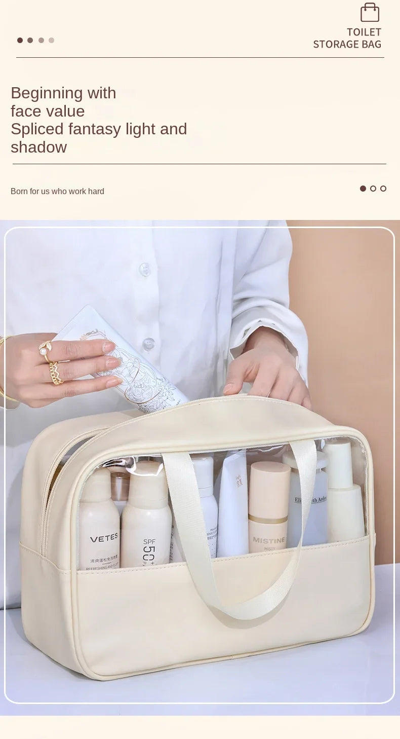 Portable Travel cosmetic bag Women Transparent Makeup Bag Large-Capacity Bath Wash Bags Multifunction Waterproof Storage Case - Smarsty
