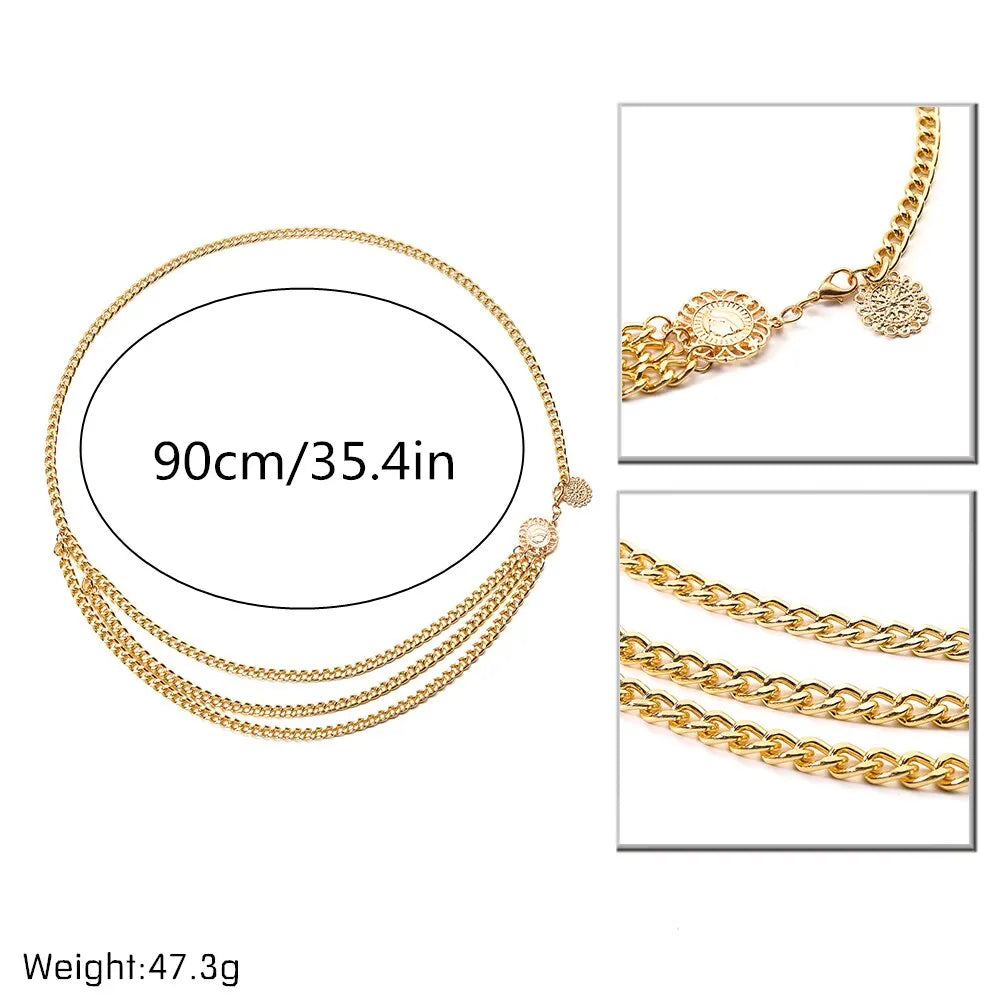 Boho Sunflower Coin Tassel Waist Chain Jewelry - Smarsty