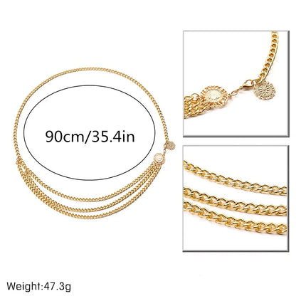 Boho Sunflower Coin Tassel Waist Chain Jewelry - Smarsty