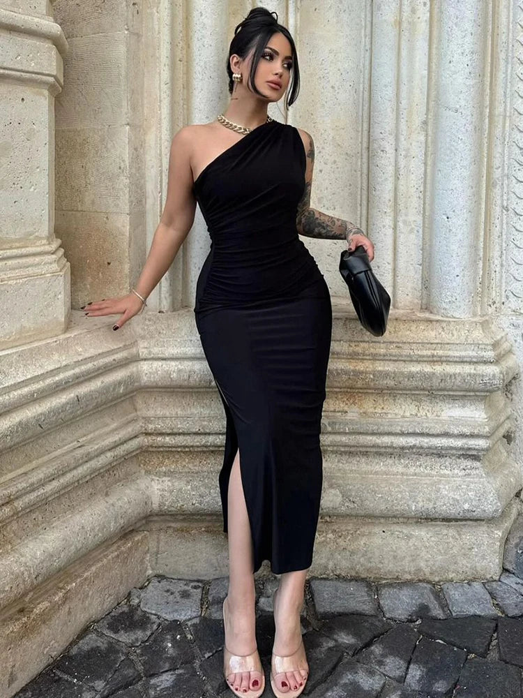 Summer Black New Dress Women Fashion Sexy Split Sleeveless Backless Slim Maxi Dress Female Casual Club Elegant Lady Party Dress - Smarsty