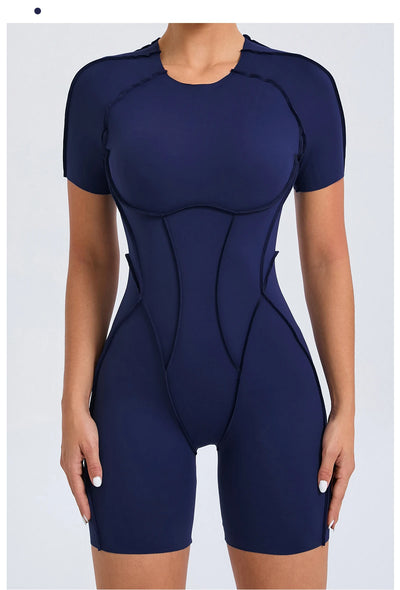 Short Jumpsuit Gym Clothes For Women Sportswear Fitness Overalls Backless Scrunch Booty Yoga Suit Sports Set Outfit - Smarsty