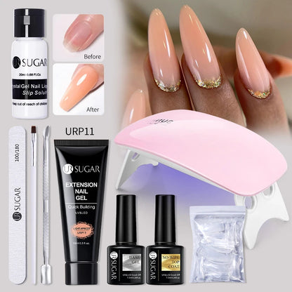 Nude Glitter Gel Nail Polish Kit for Long-Lasting Manicure - Smarsty