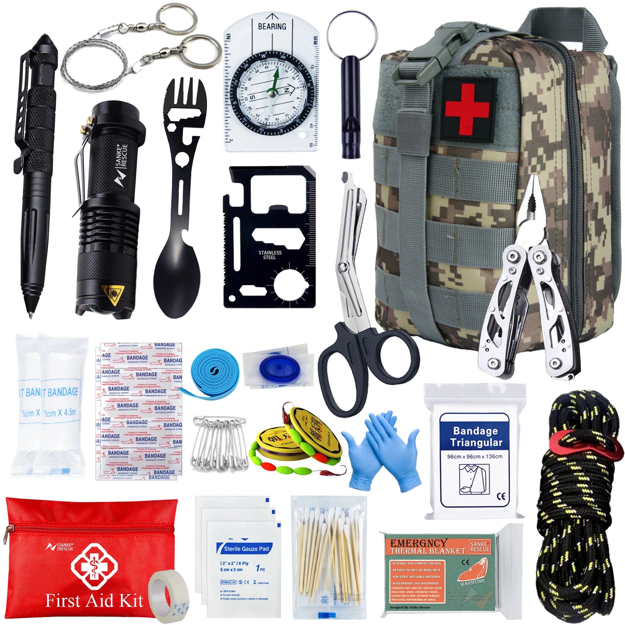 Survival First Aid Kit Survival Full Set Molle Outdoor Gear Emergency Kits Trauma Bag Camping Hiking IFAK Adventures EDC by Smarsty