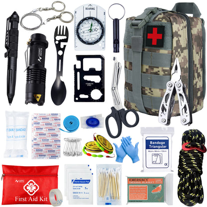 Survival First Aid Kit Survival Full Set Molle Outdoor Gear Emergency Kits Trauma Bag Camping Hiking IFAK Adventures EDC by Smarsty