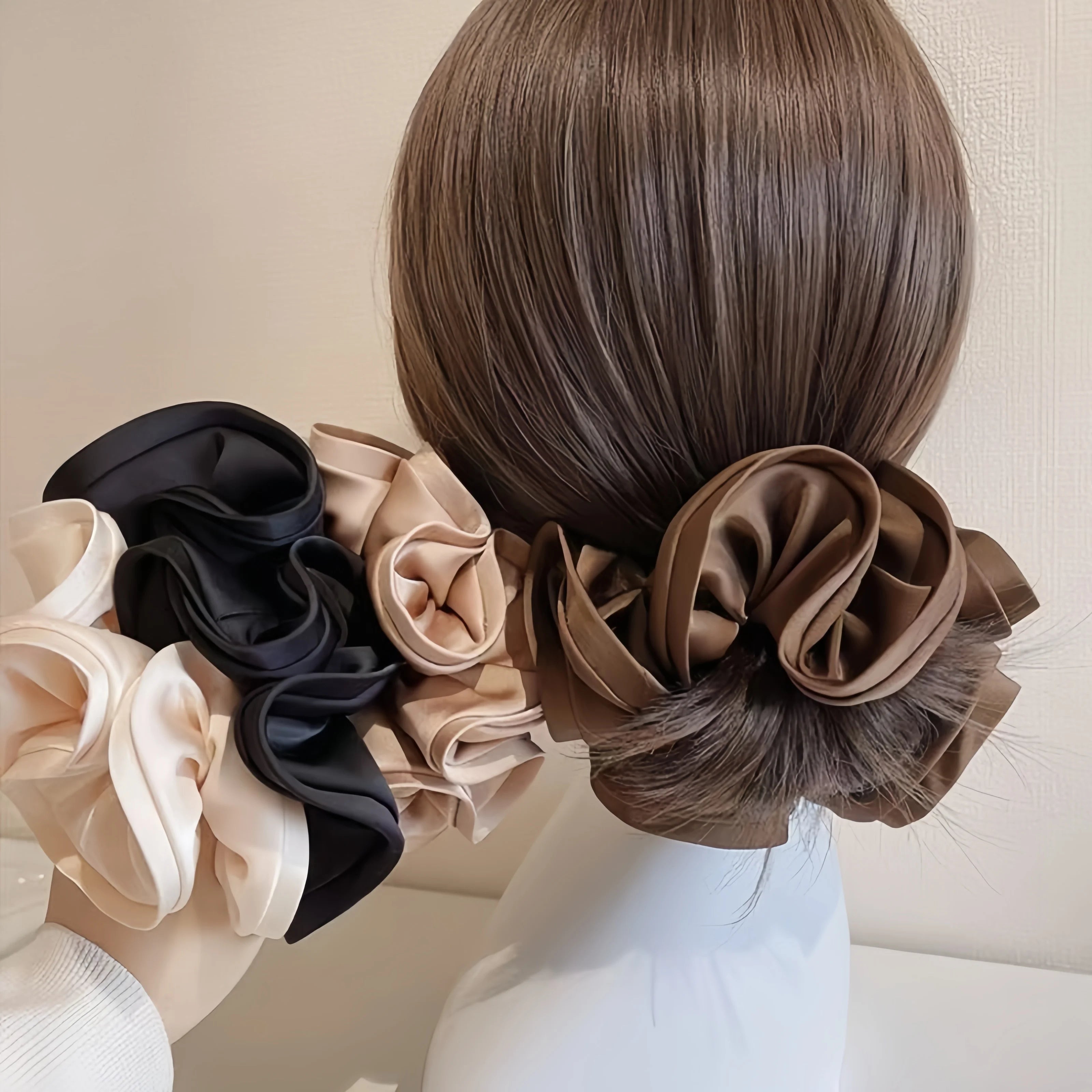 Korean Satin Ribbon Scrunchie For Voluminous Ponytail - Smarsty