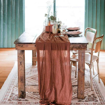 Sage Semi-Sheer Gauze Table Runner for Elegant Dining - Smarsty