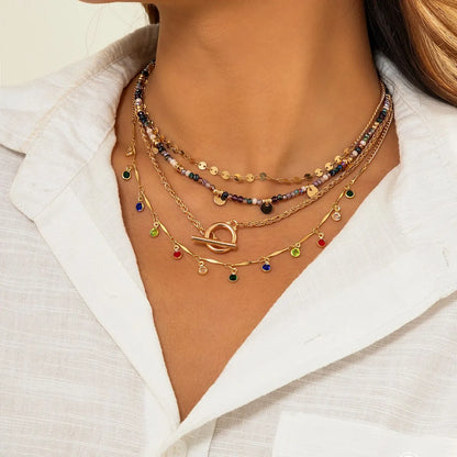 Boho Colorful Crystal Sequin Tassel Choker Necklace - Smarsty