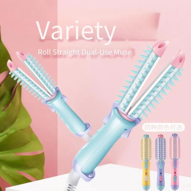 2 In 1 Mini Electric Hair Straightener And Curler Set - Smarsty