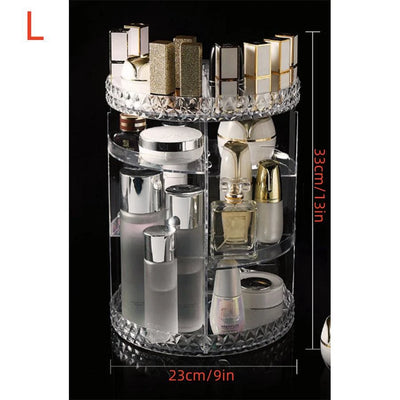 1pc Cosmetic Organiser, 360 degree rotatable adjustable cosmetic storage display case, easy assembly required by Smarsty