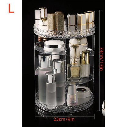 1pc Cosmetic Organiser, 360 degree rotatable adjustable cosmetic storage display case, easy assembly required by Smarsty