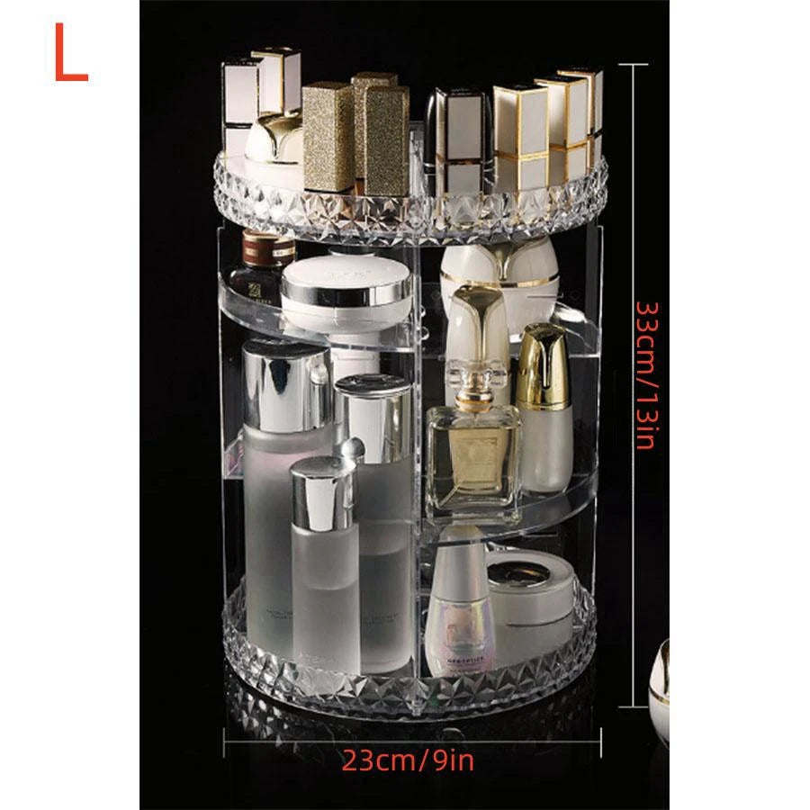 1pc Cosmetic Organiser, 360 degree rotatable adjustable cosmetic storage display case, easy assembly required by Smarsty