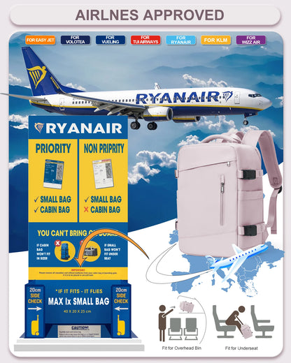 Women's Backpack Travel Suitcase Cabin Bag Aircraft Ryanair 40x20x25 Airplane Travel Bag Men Laotop Backpack Wizzair Carry On